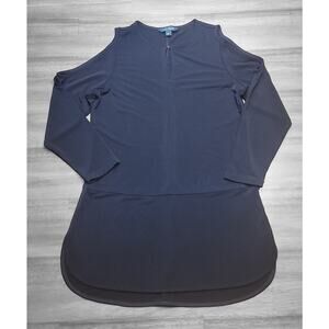 Ralph Lauren LRL Black Cut Out Shoulder Keyhole Long Sleeve Top Women S